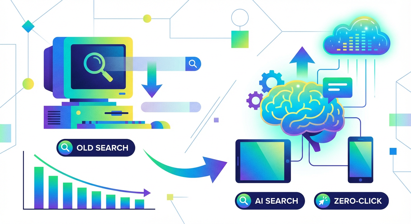 Illustration for Zero-Click Search Is Here and It's Eating Your Content Marketing ROI: What the Numbers Look Like After Google's AI Overviews Scaled